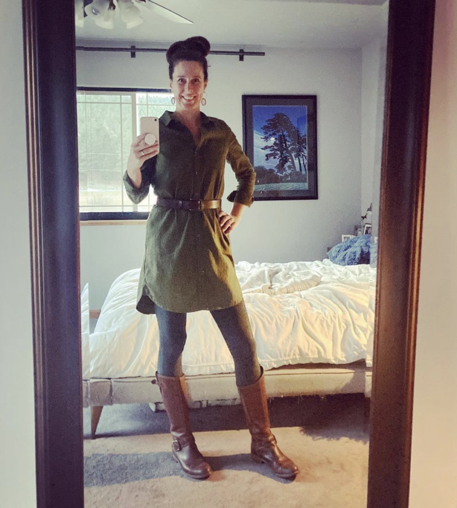 photo of sassy-Christine, taking a mirror selfie- hand on hip, feeling' it! 